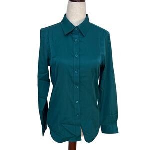 SILITEELON Women's Classic Fit Button Down Shirt Size XS In Light Dark Green